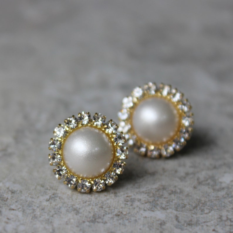 Gold Bridesmaid Earrings Gold Pearl Earrings Gold Bridal | Etsy