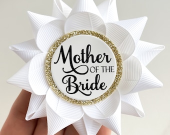 Mother of the Bride Pin, Mother of the Bride Corsage, Bridal Party Gifts, Personalized Bridal Shower Pins, Mother of the Groom, White