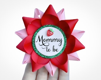 Berry Sweet Baby Shower Favors, Summer Theme Custom Name Pins, Red, Bubblegum Pink, Strawberry