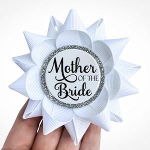 Mother of the Bride Gift, Mother of the Groom Gift, Bridal Shower Decor, Bride Corsage, Bride to Be Pin, Stepmother to be Pin, White