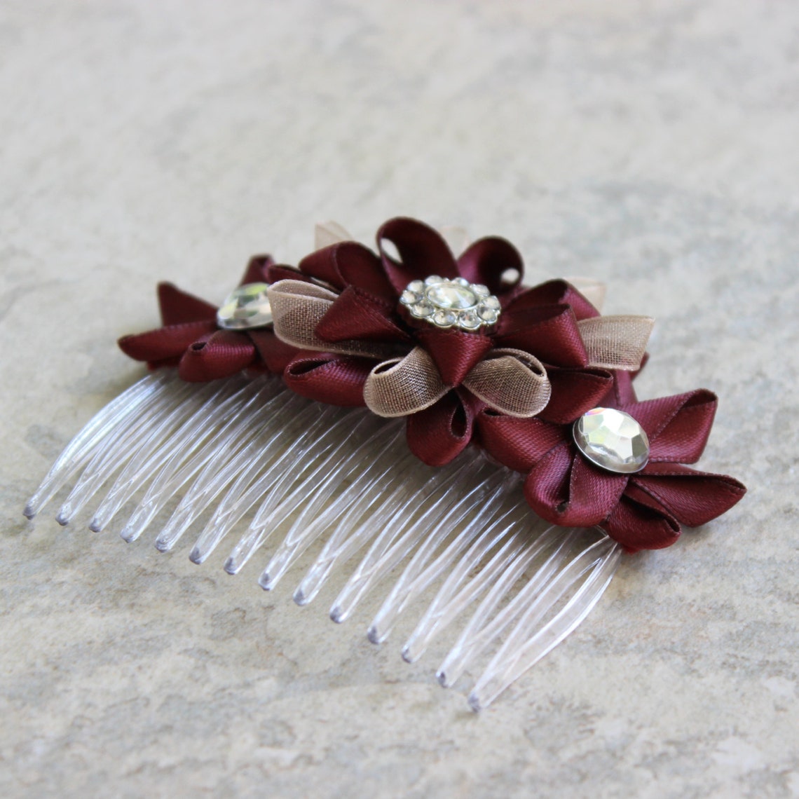 Burgundy Hair Accessory Burgundy Hair Flower Burgundy Flower Etsy