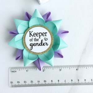 Light Purple and Aqua Gender Reveal Party Keeper of the Gender Pin, Gender Keeper Pin, Custom Color, Aqua and Lavender image 6