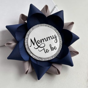 Boy Baby Shower Mommy to be Pin Gift in Navy and Gray, New Mommy Gift, New Mom Gift, Grandma Gift, Custom Baby Shower Favors, Navy and Gray image 4