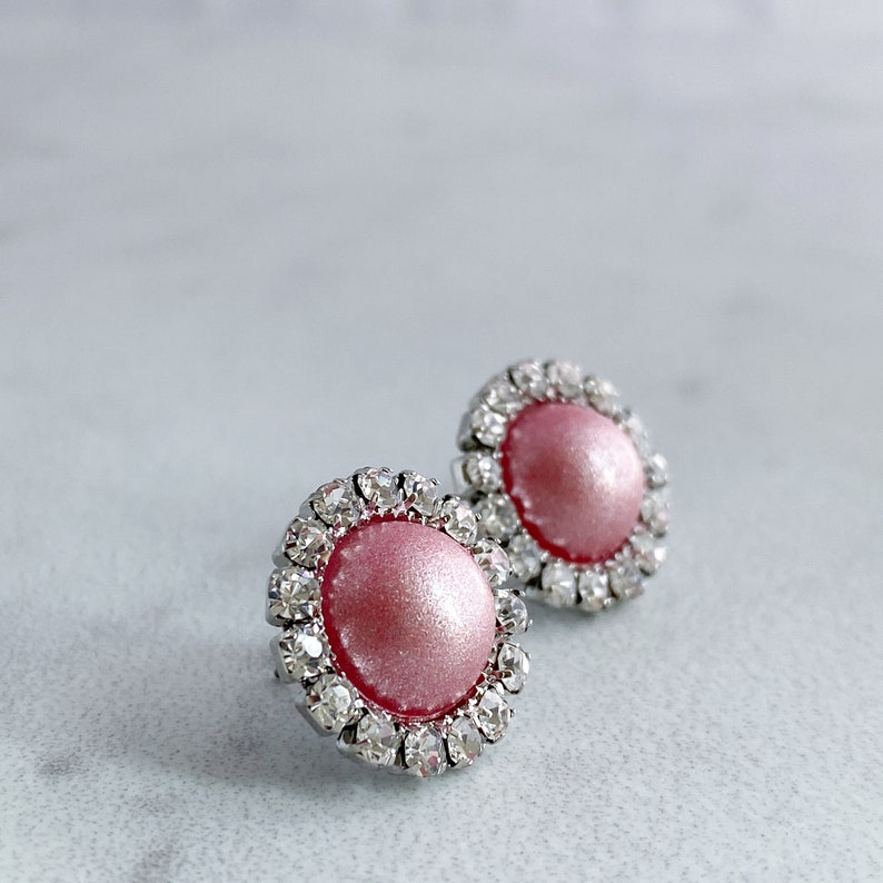 Vintage Pink Bridesmaid Jewelry Pierced or Clip On Earrings Vintage Pink Earrings Studs Made in USA Earrings Hypoallergenic Earrings
