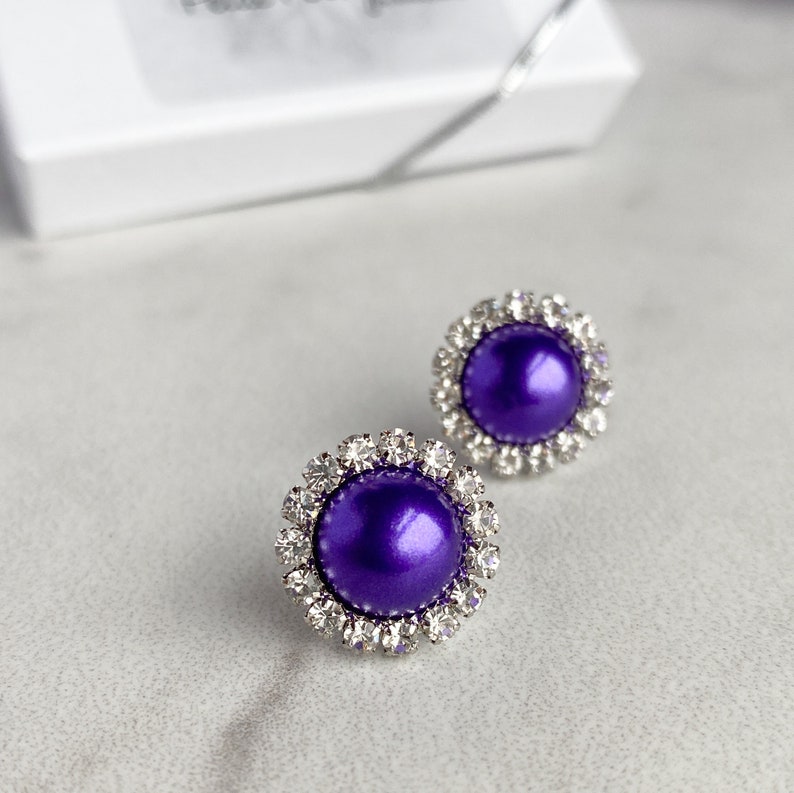 Purple Earrings Purrple Bridesmaid Earrings Purple Etsy