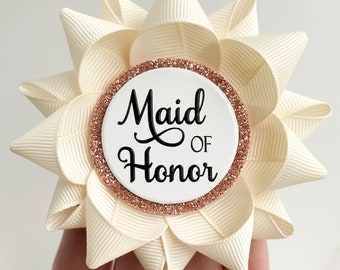 Maid of Honor Gift, Maid of Honor Proposal Gift, MOH Gift, Bridal Shower Decorations, Bridal Shower Pins, Bachelorette Party Pins, Ivory