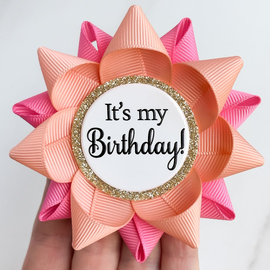 Birthday Party Decorations, Girls Birthday Ribbon, Birthday Girl Pin, Pink  and Purple Birthday Pin, Lavender and Pink 