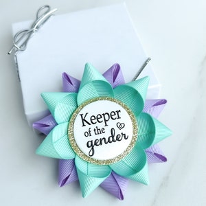Light Purple and Aqua Gender Reveal Party Keeper of the Gender Pin, Gender Keeper Pin, Custom Color, Aqua and Lavender image 4