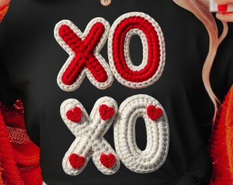 XOXO Knit PNG, Valentine's Day Crochet Yarn (Digital Download)