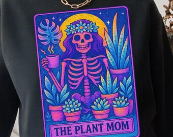 Gothic Skeleton Plant Mom: Witchy Halloween Tarot Clipart PNG Digital Download for Mystical Art Lovers