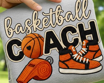 Faux Yarn Basketball Coach PNG, Game Day Coach Shirt, Sublimation Digital Download, Yarn Basketball PNG, Sports Mom Gift for Fall Season