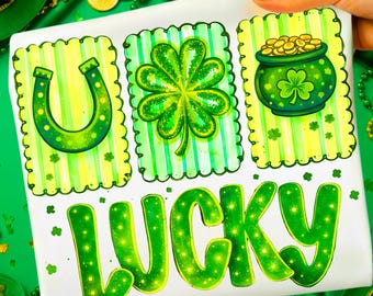 Preppy St Patricks Day PNG Gift Design, Lucky Clover Coquette Bow Sublimation, Trendy Shamrock Graphic for Cute Irish Holiday Apparel