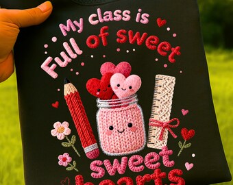Teacher Valentine PNG | Cute Heart & Pencil Classroom Design | Valentine's Day Teacher Shirt PNG | Gift for Educators School Staff