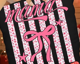 Striped Mama Coquette Floral PNG, Trendy Ditsy Floral Mama Sublimation Design, Preppy Mom Shirt, Mother's Day Gift