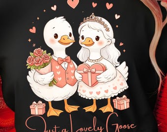 Goose Valentine's Day PNG, Cute Goose Lover Png, Heart Silly Goose Png, Funny Goose Valentine, Cute Animal Design, Romantic Gift
