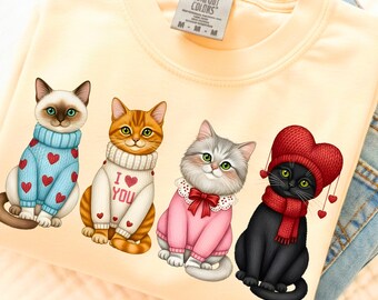 Heart Love Valentine PNG, Cat Lover Design
