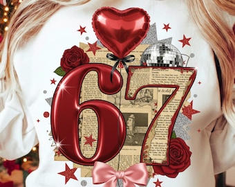 Valentine Six Seven 67 PNG, Preppy 6 7 Six Seven Valentines Png Coquette Funny Shirt Design