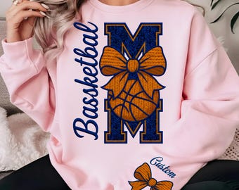 Personalized Basketball Mom PNG, Faux Yarn Crochet Style, Custom Sports Mom Sublimation, Game Day Basketball PNG, Mother’s Day Gift File