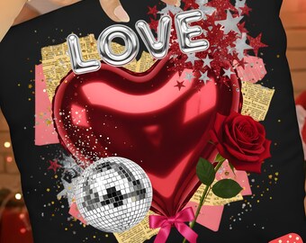 Preppy Valentine PNG | Pink Coquette Love Heart Design | Trendy XOXO PNG for Girls | Retro Valentine’s Day Sublimation Clipart
