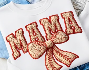 Faux Yarn Baseball Mama PNG, Game Day Sports Mom Design, Varsity Baseball Shirt PNG, Trendy Season Graphic for Baseball Moms