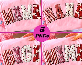 Coquette Mama Valentine PNG Bundle | 5 Faux Yarn Latch Hook Designs | Retro Crochet XOXO Love Graphics for Preppy Vday