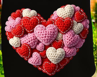 Crochet Heart PNG | Faux Yarn Valentine Sublimation Design (Digital Download)