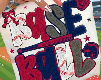 Game Day Baseball PNG | Coquette Game Day Design with Bow | Latch Hook Yarn Baseball png | Game Day Shirt design | Baseball season png