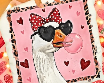 Leopard Valentine Goose PNG | Funny Love Quote for Goose Lovers | Cute Animal Valentine Shirt Design | Romantic Sublimation Clipart