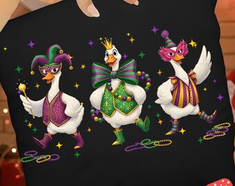 Funny Mardi Gras Goose PNG | Festive 2026 Carnival Shirt Design | Fat Tuesday Sublimation | New Orleans Party Goose Clipart
