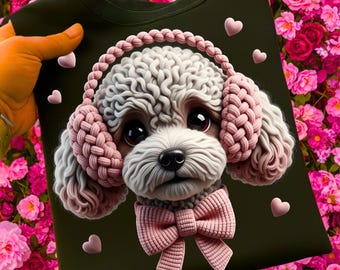 Goldendoodle Valentine PNG, Knit Crochet Puppy Design (Digital Download)
