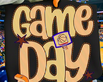 Game Day Basketball PNG, Seersucker Coquette Basketball Bow, Checkered Basketball Mom Shirt Design, Retro Preppy Glitter Sports Art