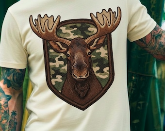 Moose Camo Shirt PNG, Faux Crochet Yarn Hunting Design (Digital Download)