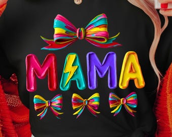 MAMA Cozy Coquette PNG, Chunky Impasto Paint Design, Vibrant Acrylic Textured Mom Graphic, Artistic Palette Knife Sublimation File