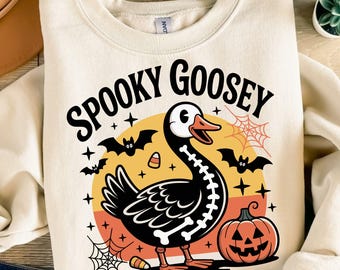 Skeleton Goose Halloween PNG: Funny Retro Sublimation Design