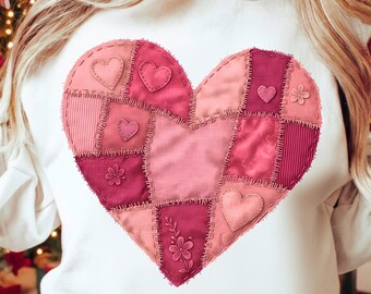 Valentine Heart Patchwork PNG | Retro Girly Sublimation (Digital Download)