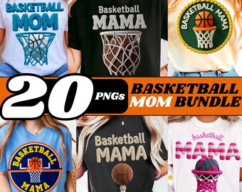 Basketball Mom PNG Bundle, Faux Yarn Crochet Design