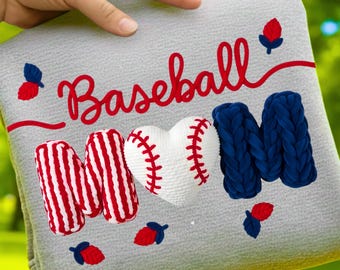 Faux Yarn Baseball Mom PNG, Crochet Sports Sublimation, Knitted Stitch Texture Digital Download