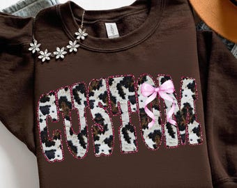 Custom Name Cow Print PNG | Personalized Cowhide Design with Coquette Pink Bow | Western Mama Sublimation for Mother’s Day Gift