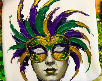 Mardi Gras Mask Brushstroke Art, Carnival Shirt Design (PNG)