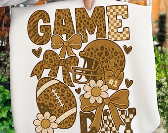 Glittery Football Coquette PNG: Trendy Sublimation Design for Game Day Shirts & Accessories