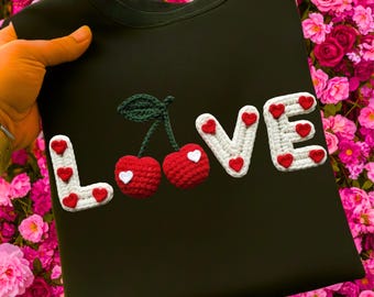 Love Cherry Yarn PNG, Valentine's Design