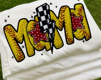 Yarn Softball Mama PNG, Cozy Knit Softball Design, Faux Crochet Sports Mom Graphic, Trendy Game Day Sublimation File, Digital Download