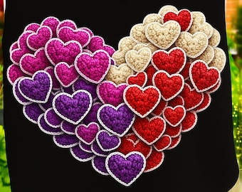 Valentine Heart PNG | Faux Crochet XOXO Graphic (Digital Download)