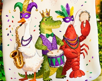 Funny Mardi Gras Animal PNG | Crocodile, Crawfish & Goose Design | Humorous Fat Tuesday Shirt | New Orleans Parade Digital Download