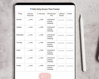 Monitor de tiempo de pantalla imprimible para niños / Lista de verificación diaria para padres / Descarga digital / Limite el uso de pantallas en niños / Tabla de rutinas de crianza