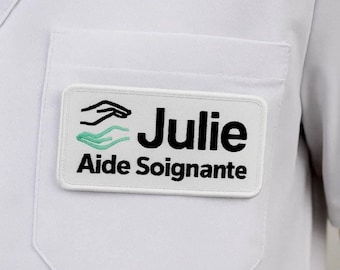 Personalized embroidered first name patch for nurse - professional badge on medical coat - personalized health gift