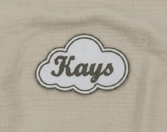 Personalized Name Cloud Patch, Embroidered Iron-on Patch, Baby Shower Gift