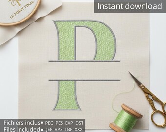 Letter P Embroidery, Digitized by Machine, 4 Sizes (80/100/120/200 mm), Formats: Pes, Pec, Exp, Dst, Jef, VP3, XXX, Tbf – Embroidered Alphabet