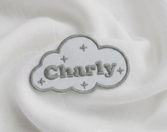 Personalized Name Cloud Patch, Embroidered Iron-on Patch, Baby Shower Gift