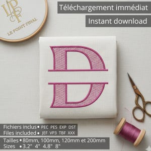 Letter D Borduurwerk, Machine Digitalisering, 4 Maten (80/100/120/200 mm), Formaten: PES, PEC, Exp, DST, JEF, VP3, XXX, TBF – Geborduurd Alfabet